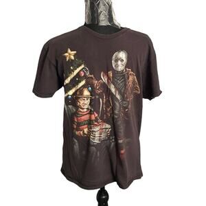 Nightmare on Elm St Freddy Jason Christmas T-Shirt Men Medium Short Sleeve Black